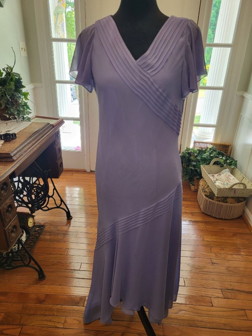 Giorgio Fiorlini Vintage Y2K Periwinkle Chiffon Asymmetrical Dress 10 Wedding
